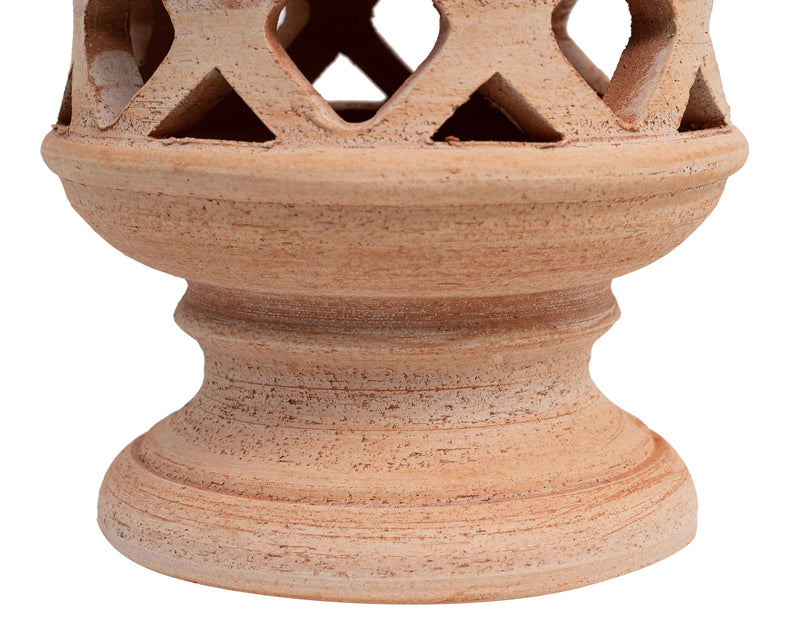 Biscottini Lanterna Terracotta 100% made in Italy interamente lavorata a mano al tornio Porta candele per la casa L30XPR30XH46 CM
