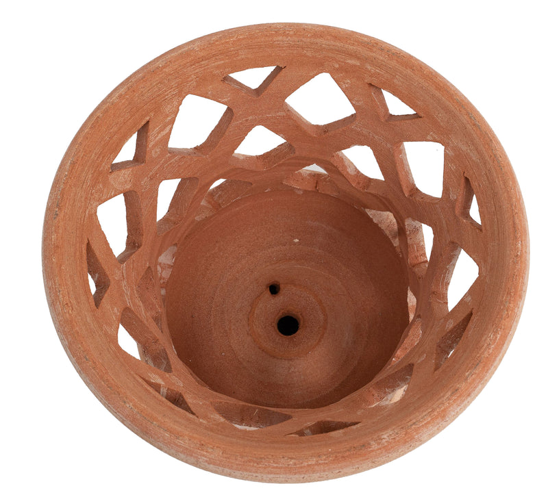 Biscottini Lanterna Terracotta 100% made in Italy interamente lavorata a mano al tornio Porta candele per la casa L30XPR30XH46 CM