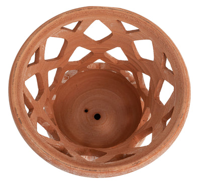 Biscottini Lanterna Terracotta 100% made in Italy interamente lavorata a mano al tornio Portacandele per la casa L35XPR35XH55 CM
