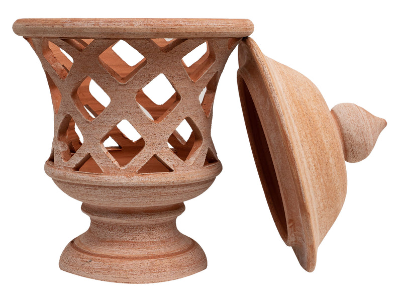 Biscottini Lanterna Terracotta 100% made in Italy interamente lavorata a mano al tornio Portacandele per la casa L35XPR35XH55 CM
