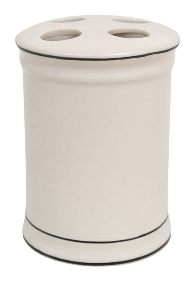 Biscottini Porta spazzolini in porcellana bianca decorata "Le Bain Paris" L8,5xPR8,5xH11,5 cm