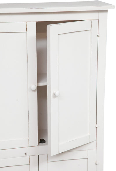 Biscottini Stipetto Country in legno massello di tiglio struttura bianca anticata L68xPR25xH130 cm. Made in Italy