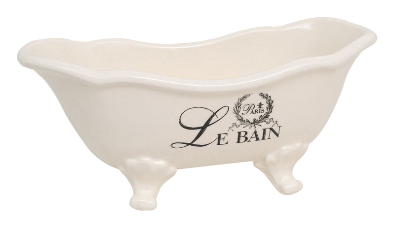 Biscottini Contenitore multifunzione in porcellana bianca con decoro "Le Bain Paris" L25,6xPR12,7xH11,5 cm