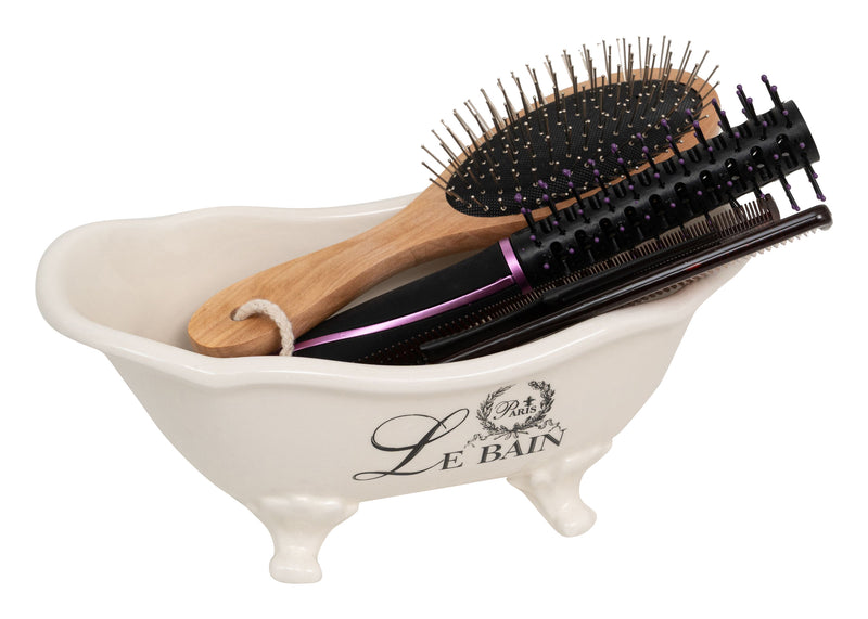 Biscottini Contenitore multifunzione in porcellana bianca con decoro "Le Bain Paris" L25,6xPR12,7xH11,5 cm