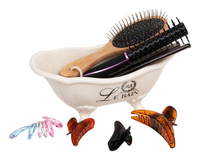 Biscottini Contenitore multifunzione in porcellana bianca con decoro "Le Bain Paris" L25,6xPR12,7xH11,5 cm