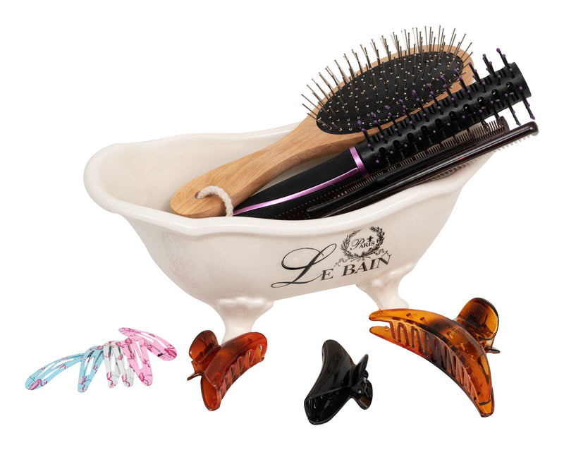 Biscottini Contenitore multifunzione in porcellana bianca con decoro "Le Bain Paris" L25,6xPR12,7xH11,5 cm