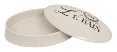 Biscottini Contenitore con coperchio in porcellana bianca decorata "Le Bain Paris" L20,5xPR15xH6 cm