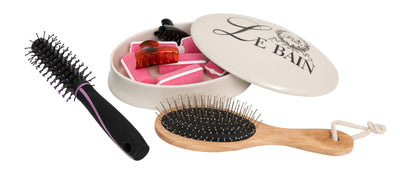 Biscottini Contenitore con coperchio in porcellana bianca decorata "Le Bain Paris" L20,5xPR15xH6 cm