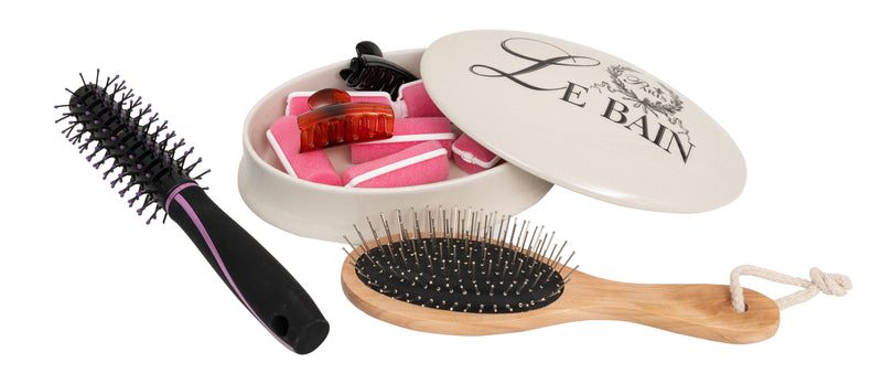 Biscottini Contenitore con coperchio in porcellana bianca decorata "Le Bain Paris" L20,5xPR15xH6 cm