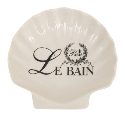 Biscottini Porta saponetta svuota tasche in porcellana bianca decorata "Le Bain Paris" L12xPR12xH2,5 cm