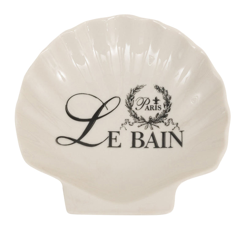 Biscottini Porta saponetta svuota tasche in porcellana bianca decorata "Le Bain Paris" L12xPR12xH2,5 cm