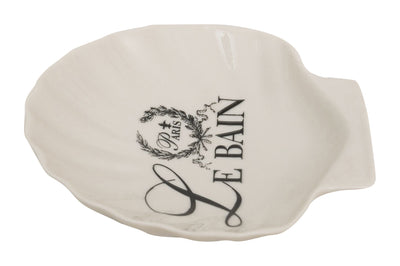 Biscottini Porta saponetta svuota tasche in porcellana bianca decorata "Le Bain Paris" L12xPR12xH2,5 cm