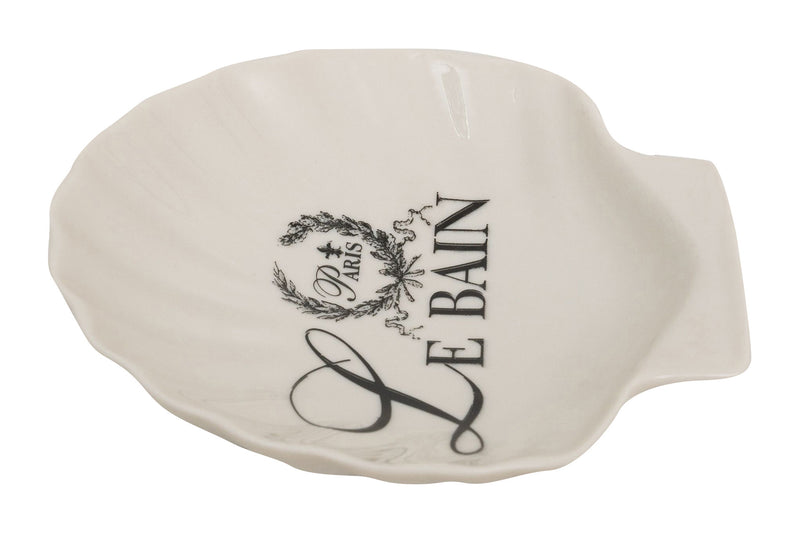 Biscottini Porta saponetta svuota tasche in porcellana bianca decorata "Le Bain Paris" L12xPR12xH2,5 cm