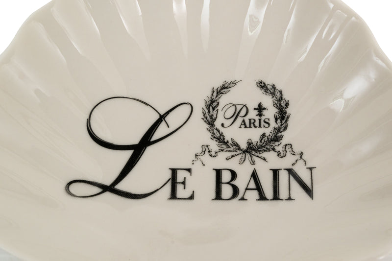 Biscottini Porta saponetta svuota tasche in porcellana bianca decorata "Le Bain Paris" L12xPR12xH2,5 cm