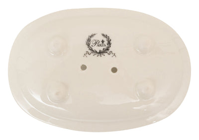Biscottini Porta saponetta svuota tasche in porcellana bianca decorata "Le Bain Paris" L15xPR10xH6 cm