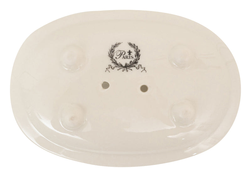 Biscottini Porta saponetta svuota tasche in porcellana bianca decorata "Le Bain Paris" L15xPR10xH6 cm