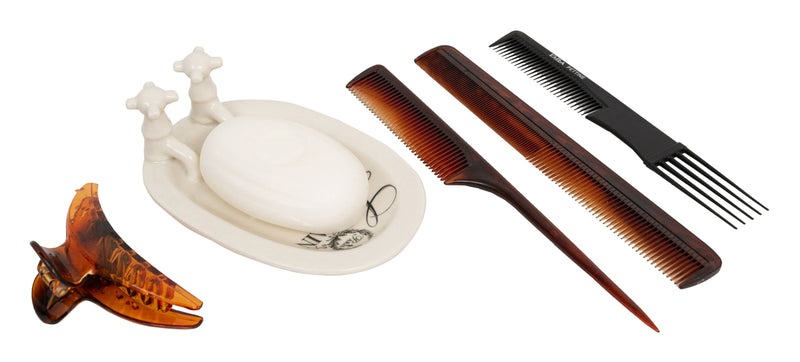 Biscottini Porta saponetta svuota tasche in porcellana bianca decorata "Le Bain Paris" L15xPR10xH6 cm