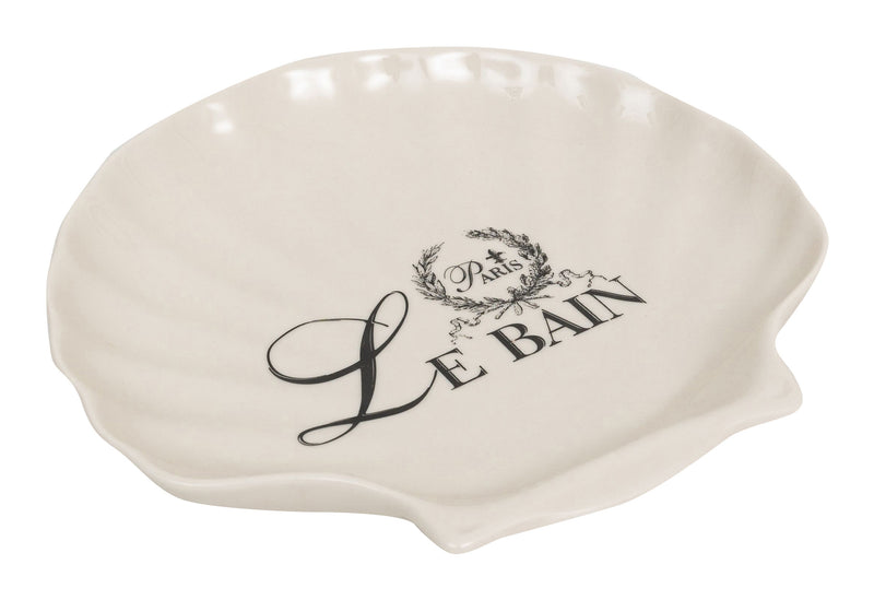 Biscottini Porta saponetta svuota tasche in porcellana bianca decorata "Le Bain Paris" L20xPR19xH3,8 cm