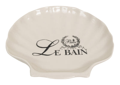 Biscottini Porta saponetta svuota tasche in porcellana bianca decorata "Le Bain Paris" L20xPR19xH3,8 cm