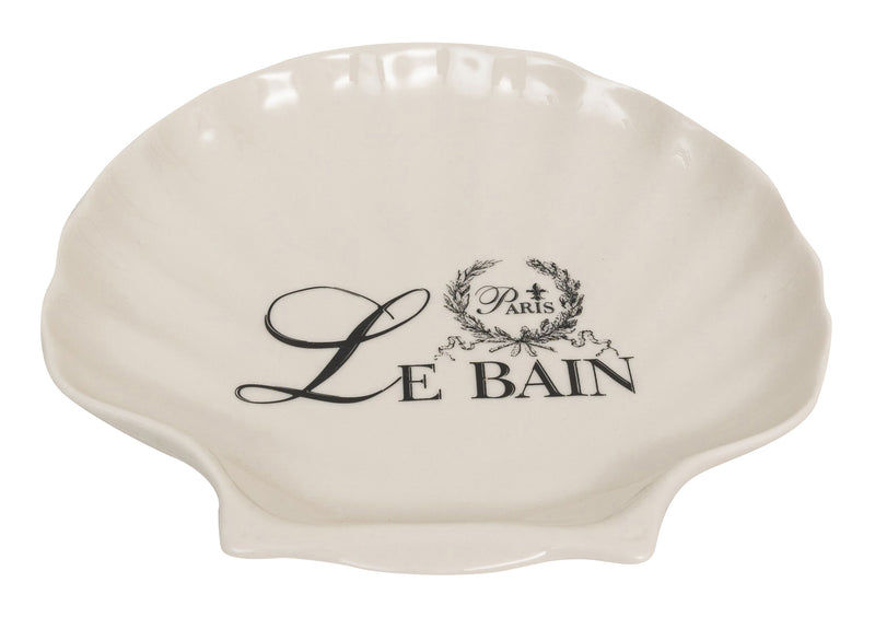 Biscottini Porta saponetta svuota tasche in porcellana bianca decorata "Le Bain Paris" L20xPR19xH3,8 cm