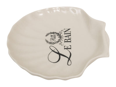 Biscottini Porta saponetta svuota tasche in porcellana bianca decorata "Le Bain Paris" L20xPR19xH3,8 cm