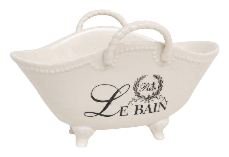 Biscottini Contenitore multifunzione in porcellana bianca con decoro "Le Bain Paris" L20xPR12,3xH12 cm