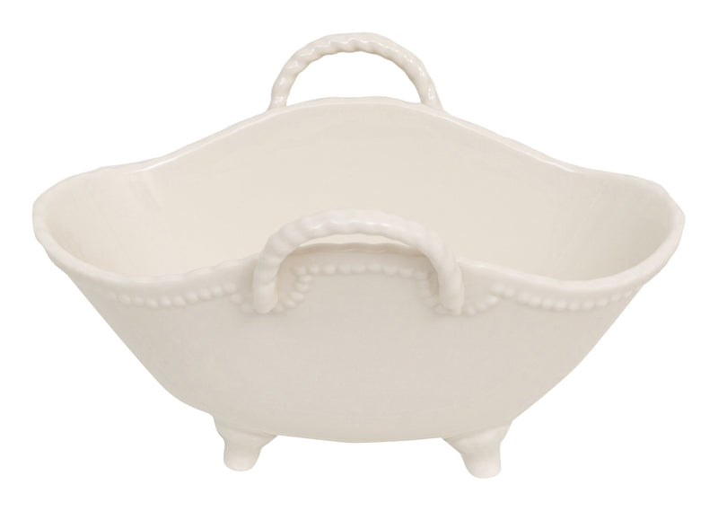 Biscottini Contenitore multifunzione in porcellana bianca con decoro "Le Bain Paris" L20xPR12,3xH12 cm