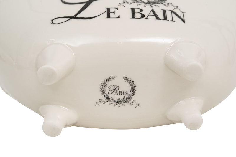 Biscottini Contenitore multifunzione in porcellana bianca con decoro "Le Bain Paris" L20xPR12,3xH12 cm
