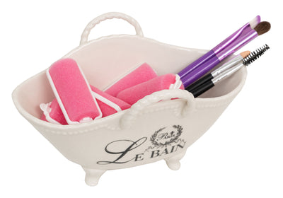 Biscottini Contenitore multifunzione in porcellana bianca con decoro "Le Bain Paris" L20xPR12,3xH12 cm