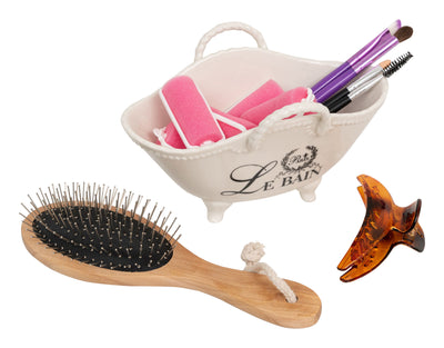 Biscottini Contenitore multifunzione in porcellana bianca con decoro "Le Bain Paris" L20xPR12,3xH12 cm