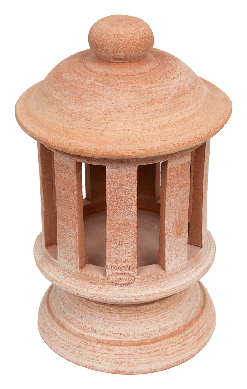 Biscottini Lanterna Terracotta 100% made in Italy interamente lavorato a mano al tornio. Porta candele per la casa L26XPR26XH45 CM
