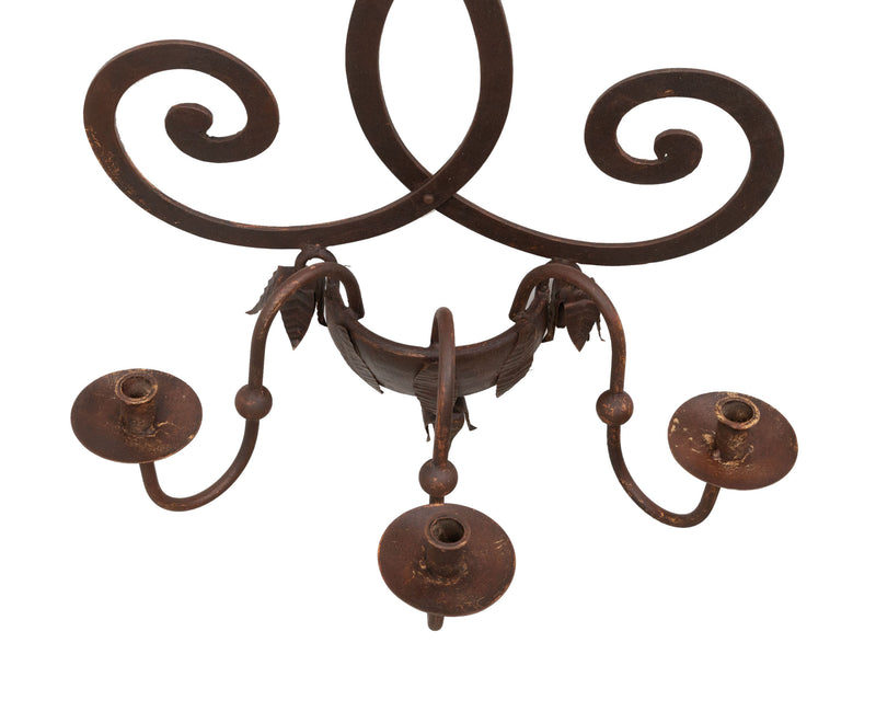 Biscottini CANDELIERE A PIANTANA IN FERRO BATTUTO LAVORATO A MANO dimensioni lunghezza