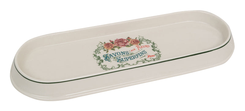 Biscottini Set bagno "Savons Superfines" 4 pezzi in porcellana bianca decorata L25xPR10xH21 cm