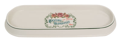 Biscottini Set bagno "Savons Superfines" 4 pezzi in porcellana bianca decorata L25xPR10xH21 cm