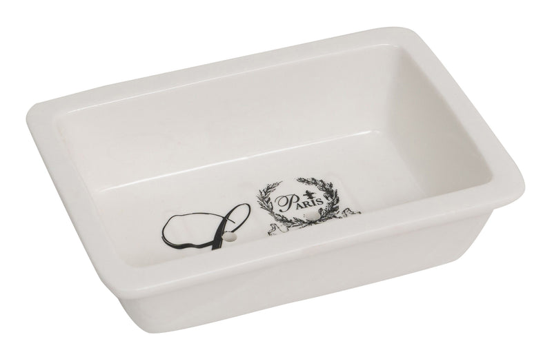 Biscottini Porta saponetta svuota tasche in porcellana bianca decorata "Le Bain Paris" L14xPR9,8xH4 cm