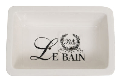 Biscottini Porta saponetta svuota tasche in porcellana bianca decorata "Le Bain Paris" L14xPR9,8xH4 cm