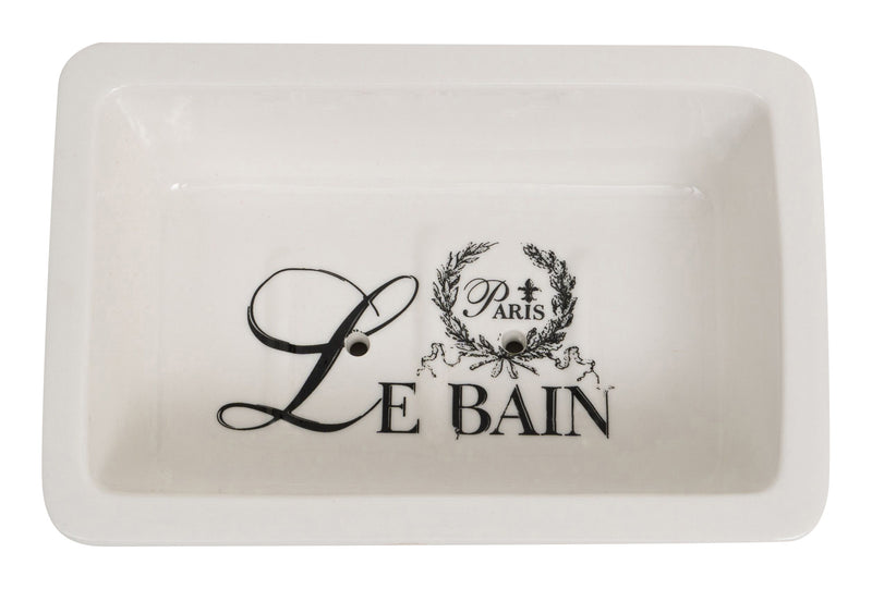 Biscottini Porta saponetta svuota tasche in porcellana bianca decorata "Le Bain Paris" L14xPR9,8xH4 cm