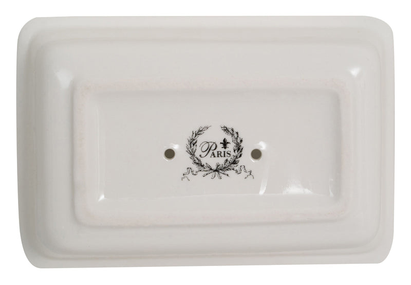 Biscottini Porta saponetta svuota tasche in porcellana bianca decorata "Le Bain Paris" L14xPR9,8xH4 cm