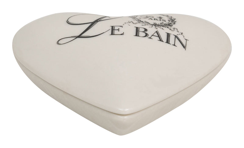 Biscottini Contenitore con coperchio in porcellana bianca decorata "Le Bain Paris" L10,4xPR8,7xH4 cm