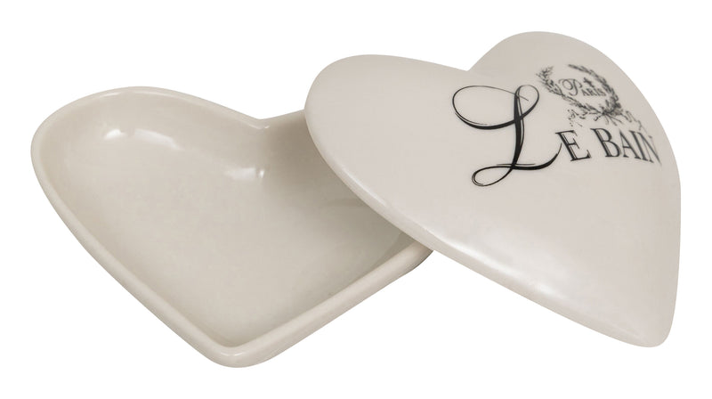 Biscottini Contenitore con coperchio in porcellana bianca decorata "Le Bain Paris" L10,4xPR8,7xH4 cm