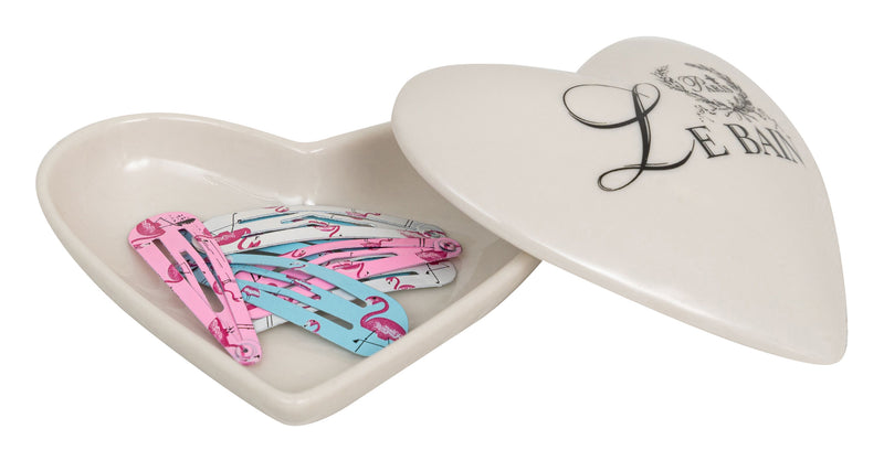 Biscottini Contenitore con coperchio in porcellana bianca decorata "Le Bain Paris" L10,4xPR8,7xH4 cm