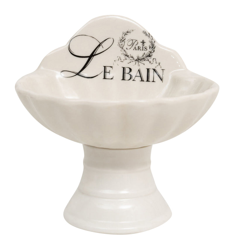 Biscottini Porta saponetta svuota tasche in porcellana bianca decorata "Le Bain Paris" L11,2xPR9,5xH10,8 cm