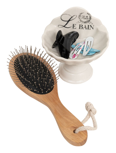 Biscottini Porta saponetta svuota tasche in porcellana bianca decorata "Le Bain Paris" L11,2xPR9,5xH10,8 cm