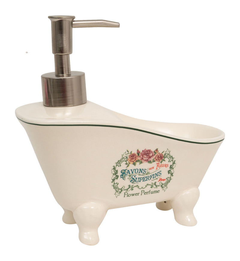 Biscottini Dispenser sapone liquido in porcellana bianca decorata "Savons Superfines" L17xPR9xH16 cm