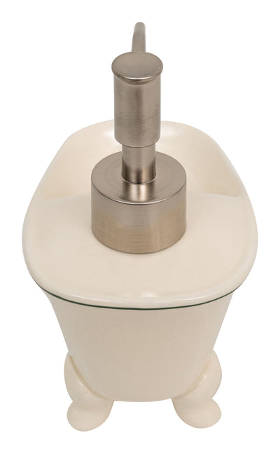 Biscottini Dispenser sapone liquido in porcellana bianca decorata "Savons Superfines" L17xPR9xH16 cm