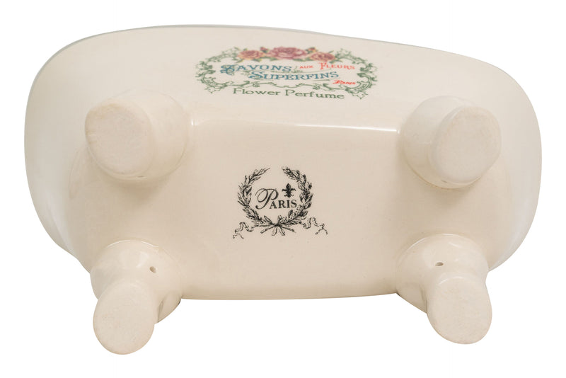 Biscottini Dispenser sapone liquido in porcellana bianca decorata "Savons Superfines" L17xPR9xH16 cm