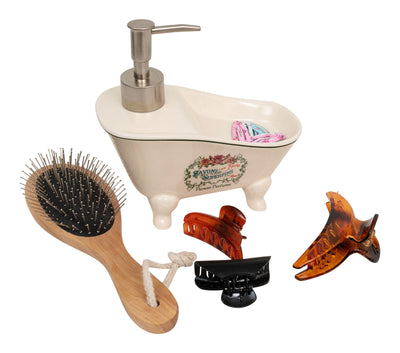 Biscottini Dispenser sapone liquido in porcellana bianca decorata "Savons Superfines" L17xPR9xH16 cm