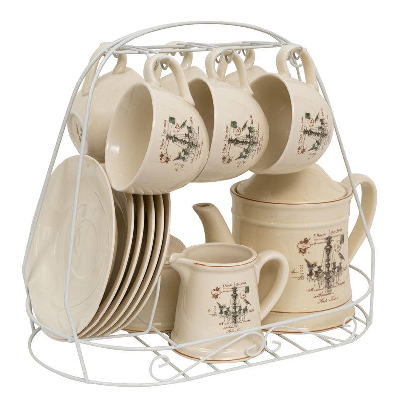 Biscottini Set colazione 15 pz in porcellana decorata LAMPADARIO porcellana, composto pezzi