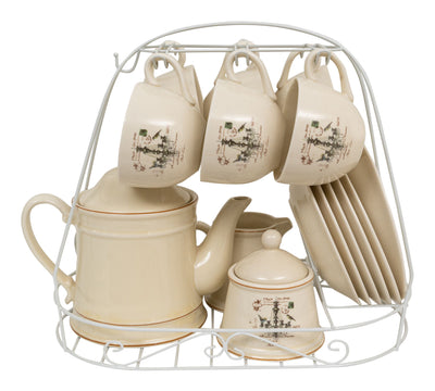 Biscottini Set colazione 15 pz in porcellana decorata LAMPADARIO porcellana, composto pezzi