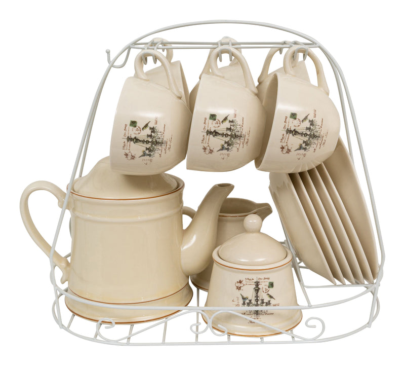 Biscottini Set colazione 15 pz in porcellana decorata LAMPADARIO porcellana, composto pezzi